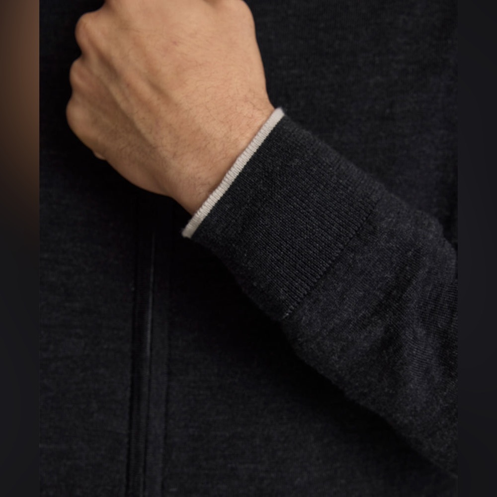 UNTUCKit 100% Merino Wool Austin Full-Zip Charcoal Dark Gray Sweater Size Small - Picture 3 of 11